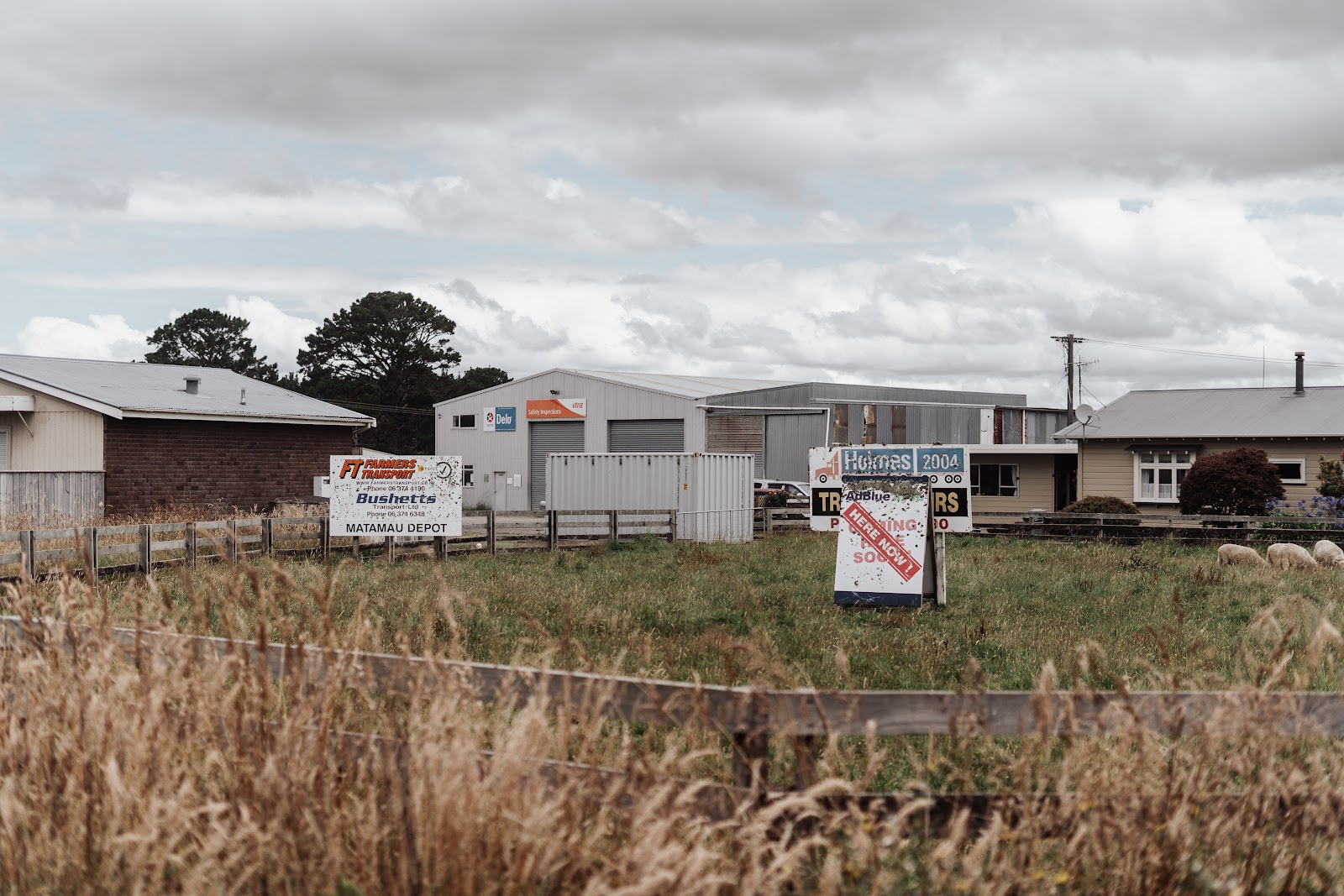 The Holmes workshop sitting in open farmland at Matamau